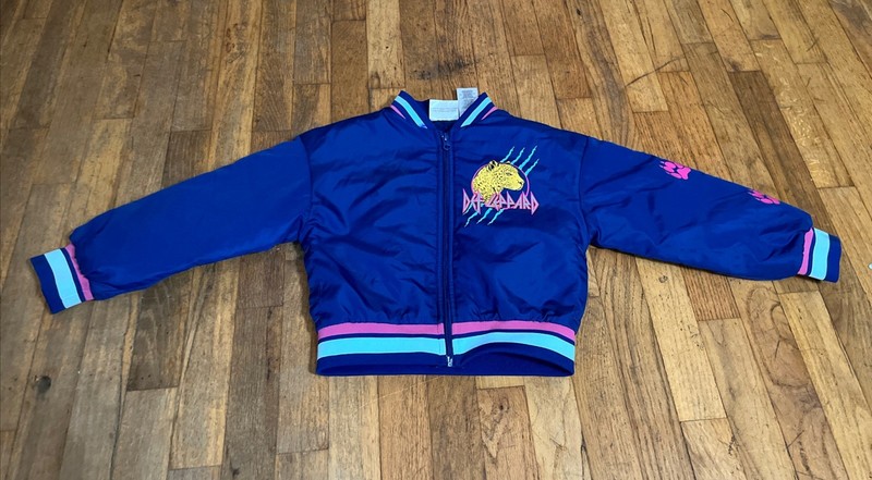 Def Leppard Bomber Jacket Size BIG GIRL'S Size S-6 / 6X COLOR NAVY