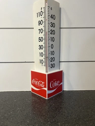 Vintage Coke Coca Cola Triangle Corner Thermometer Plastic Red White Working