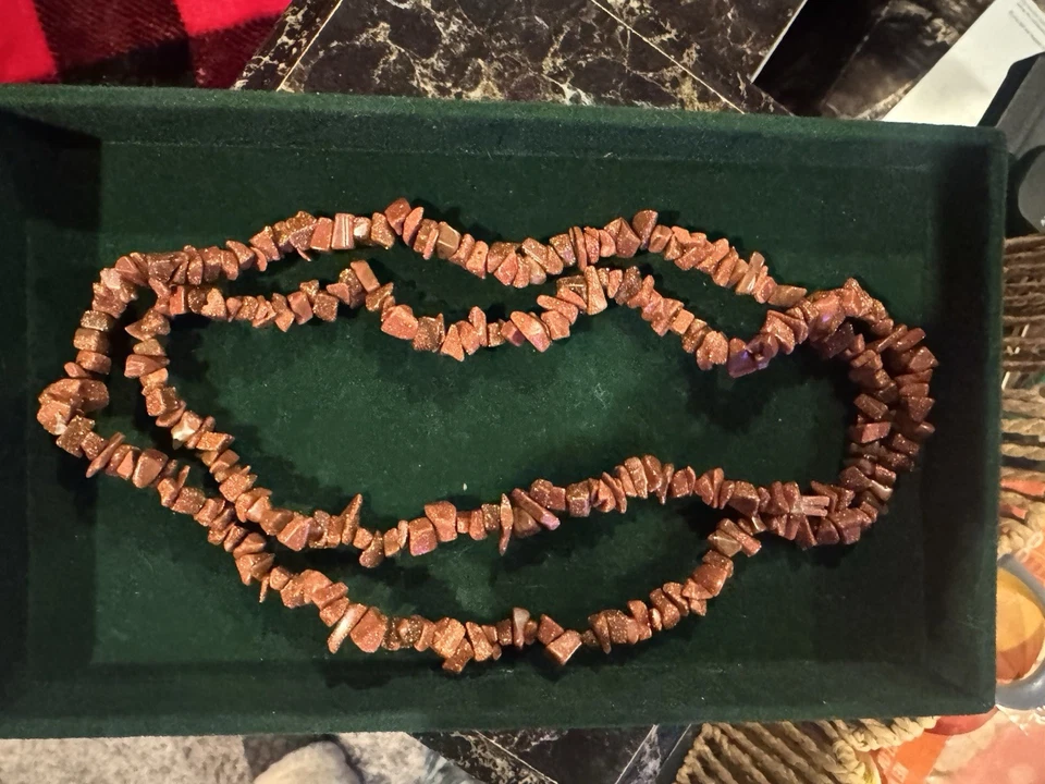 ⚜️⚜️金石棕色项链、吊坠、耳环和弹力手链⚜️⚜️ — 第 2/4 张图片