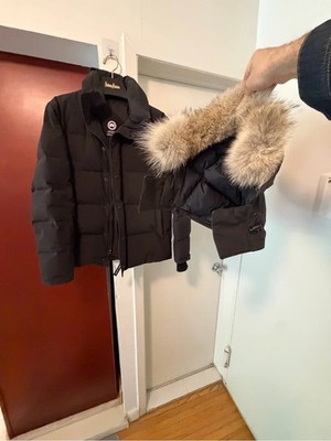 Canada Goose Wyndham Fusion-Fit Coyote Fur-Trim Down Parka - Large