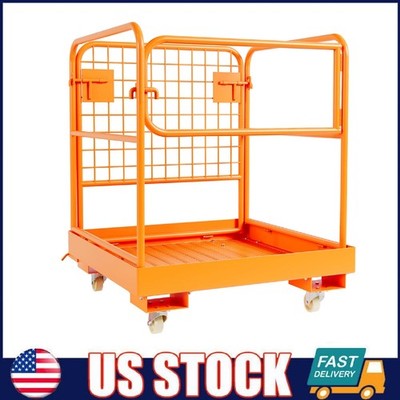36''x36'' Forklift Work Platform Safety Cage Basket Heavy Duty 1200lbs w/Wheels