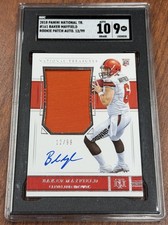 2018 National Treasures Baker Mayfield #161 Rookie Patch Auto RPA /25 SGC 9/10