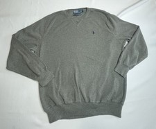 Polo Ralph Lauren Sweater Mens XL Gray Crewneck Pullover Cotton Knit Pony Logo