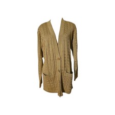 Outlander Studio Vintage Gold Sparkly Cardigan Sweater Vintage Made In Hong Kong