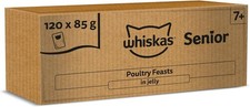 WHISKAS Senior 7+ Wet Cat Food in Jelly 120x85g Poultry Feasts 6.10 per kilo