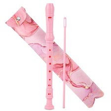8 Hole Soprano Recorder for Beginners, Pink Splash, Cleaning Rod Case