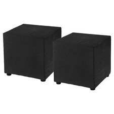 2 Pcs 18x18x18 inch Black Foot Stool Cover STRETCH Foot Rest Slipcovers