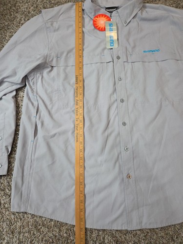 SHIMANO LONG SLEEVE VENTED FISHING SHIRT Size 3XL UPF 30+ LIGHT GRAY - Picture 11 of 12