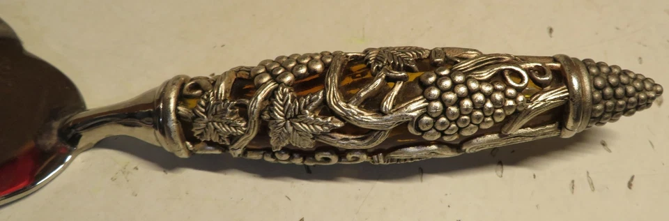 Servidor de Pasteles Godinger Vidrio Amarillo Filagrana Hoja de Uva Mango 11" Para Servir Foto 4 de 4