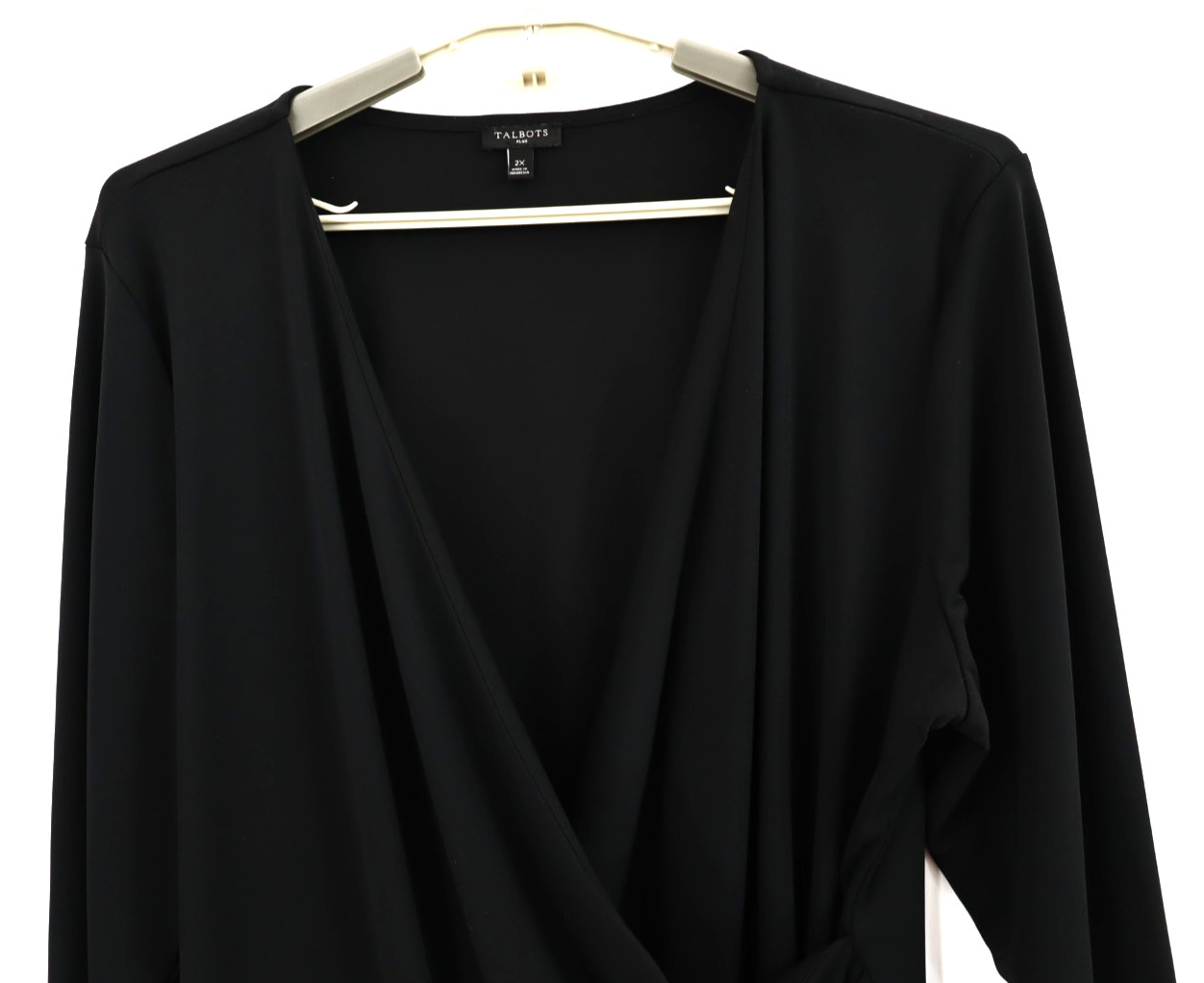 TALBOTS Women's Stretch Polyester Wrap Blouse Lon… - image 3