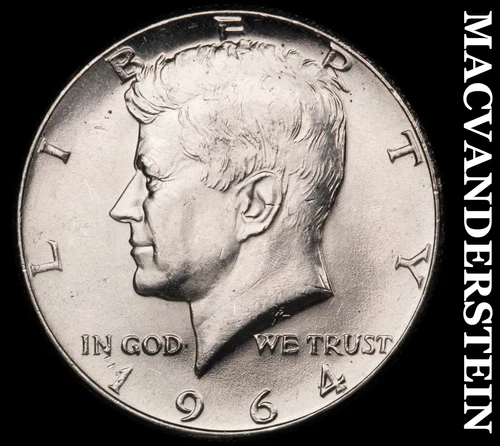 1964 Silver Kennedy Half Dollar - Choice Gem Brilliant Unc  Lustrous  #G7840