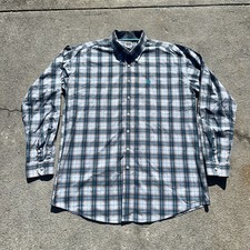 Cinch Button Down Shirt Mens Size 2XL Plaid Western Dress Cowboy Rodeo Gray Blue