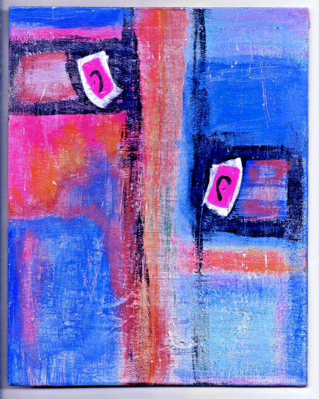 ASEMIC STYES - Painting 8X10 OOAK Abstract Dada Surrealism Eyes Sandman Sleepers