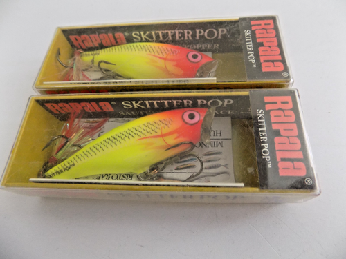 Leurre De Pêche Rapala Skitter Pop - Couleur Clown Jaune Fluo / Rouge Feu