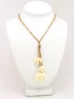 Vintage SIGNED MIRIAM HASKELL Celluloid Lucite Elephant Necklace Gold Tone Chain