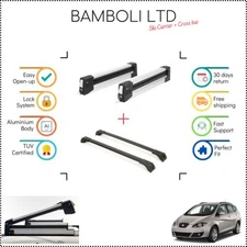 Bamboli 29.5" Ski Carrier & Black Cross Bar Set For Seat Altea Xl 06-15 4 pcs