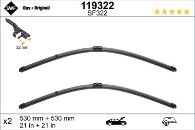 Wischblatt Scheibenwischer DAS ORIGINAL SET SWF 119322 für AUDI TT 8N9 8N3 530