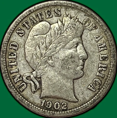 1902 Barber Dime Silver Extremely Fine XF Coin #28872