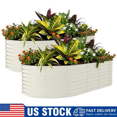 2 Pack Galvanized Raised Garden Bed ,8x4x2 ft Planter Box for Vegetables Flowers
