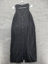 Old Navy Dress Womens S Black Tank Dress Maxi V-Neck Button Strappy Adjustable