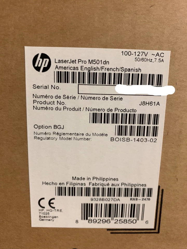 HP J8H61A#BGJ LaserJet Pro M501 Printer - White- BRAND NEW!! - Image 2 of 2