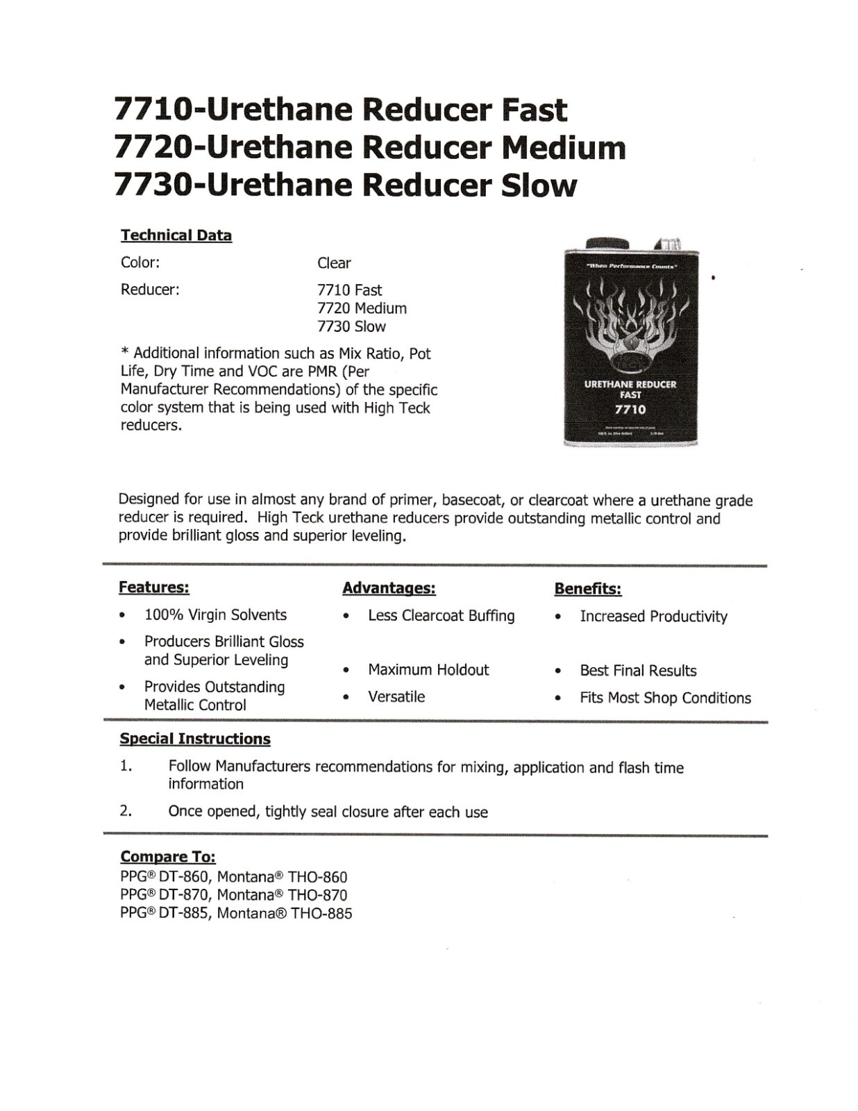 Universal 2k Reducer SLOW Urethane Reducer Gallon High Teck 7730 Universal Urethane Reducer ...