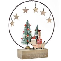 Dekoring Holz Metall Weihnachten Hund Tannenbaum Ø21Cm H25Cm Weihnachtsdeko