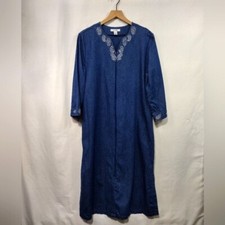 Go Softly Embroidery Paisley Dress Women's M Blue Bobo Retro 90s Y2K Cottagecore