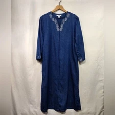 Go Softly Embroidery Paisley Dress Women's M Blue Bobo Retro 90s Y2K Cottagecore