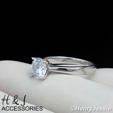 WOMEN 925 STERLING SILVER 1CT ROUND CUT CZ PLAIN ENGAGEMENT RING SIZE 6-9 SR63