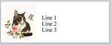 Personalized Address Labels Cat with Butterfly Painting JX 224