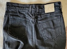 VTG Lee USA Made Womens Size 14 Long Black Straight Leg Denim Jeans