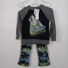 Jellifish Kids Sleepwear S 6/7 Flame Resist Top Pants Wolf Face 2-Piece Pajamas