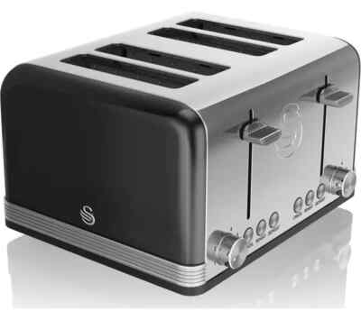 Swan ST19020BN Retro 4 Scheiben Toaster mit Auftau 1600W (nur 1 Grill funktioniert)