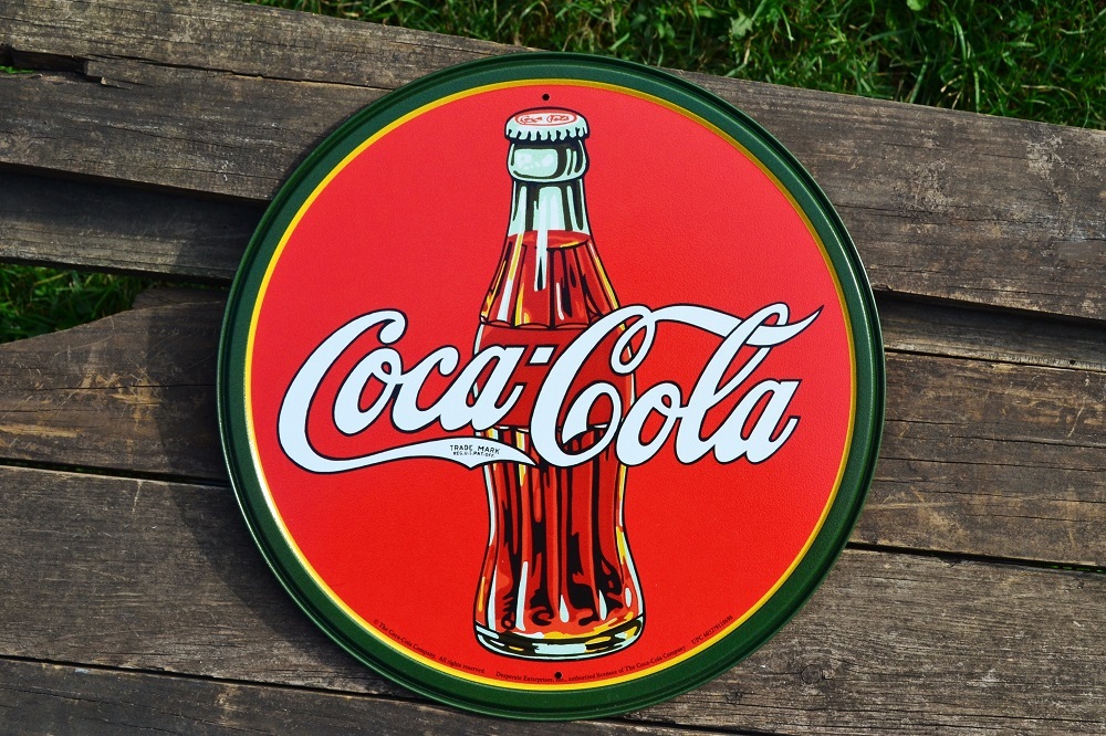 Coca-Cola 30's Bottle Tin Metal Sign - Coke - Delicious Refreshing