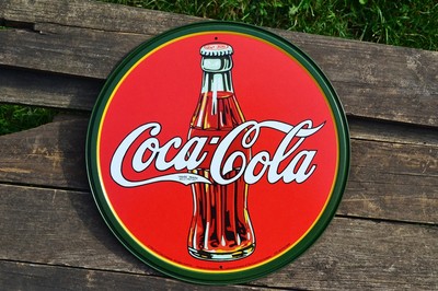 Coca-Cola 30's Bottle Tin Metal Sign - Coke - Delicious Refreshing