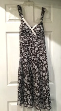 Spring or Summer Sundress, Brown with White Flowers, Sleeveless/Tie back