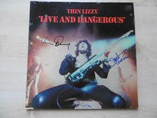 Thin Lizzy Gorham & Downey Autographs Signed LP Cover Vinyl "Live And Dangerous"