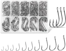 500 PCS Carbon Steel Fishing Hooks Circle Hooks Assortment Salt Water Fish Hooks