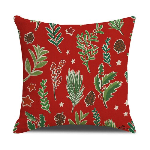 Christmas Joy Green Leaves Throw Pillow Covers Winter Holiday Holly Cushion Case - Picture 58 of 71