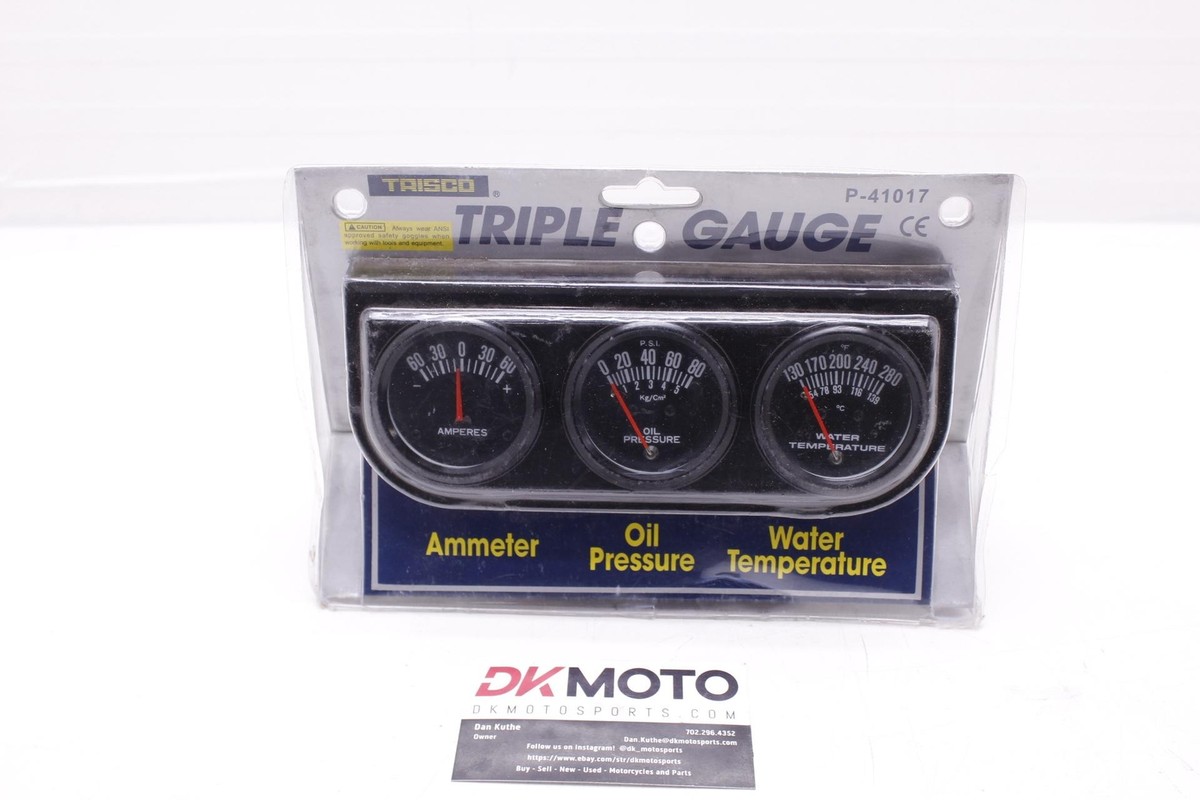 TRISCO TRIPLE GAUGE SET AMMETER OIL PRESSURE WATER TEMP R8.BX22 | eBay
