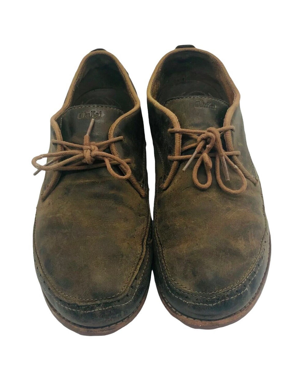 OluKai Honolulu Lace Mens 9 Shoes Loafers Leather Brown Lace  display picture 1