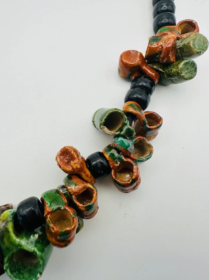 "Collar de arcilla artesanal arte popular mexicano vintage 22""" Foto 3 de 4