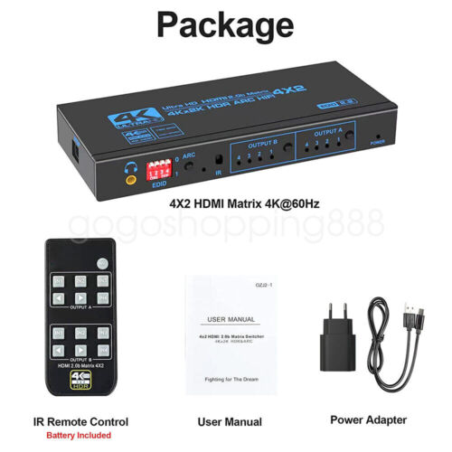 HDMI Matrix Switch 4x2 Full HD 4K 1080P 4 In 2 Out HDMI Switch Distributor NEW - Picture 13 of 15