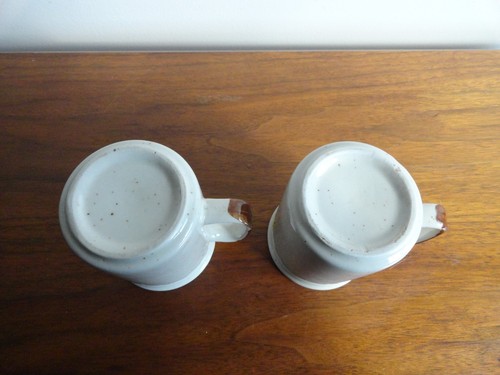 2 Otagiri Vintage Brown Speckled Stoneware Mugs Orange Yellow Flowers Japan - Picture 7 of 7