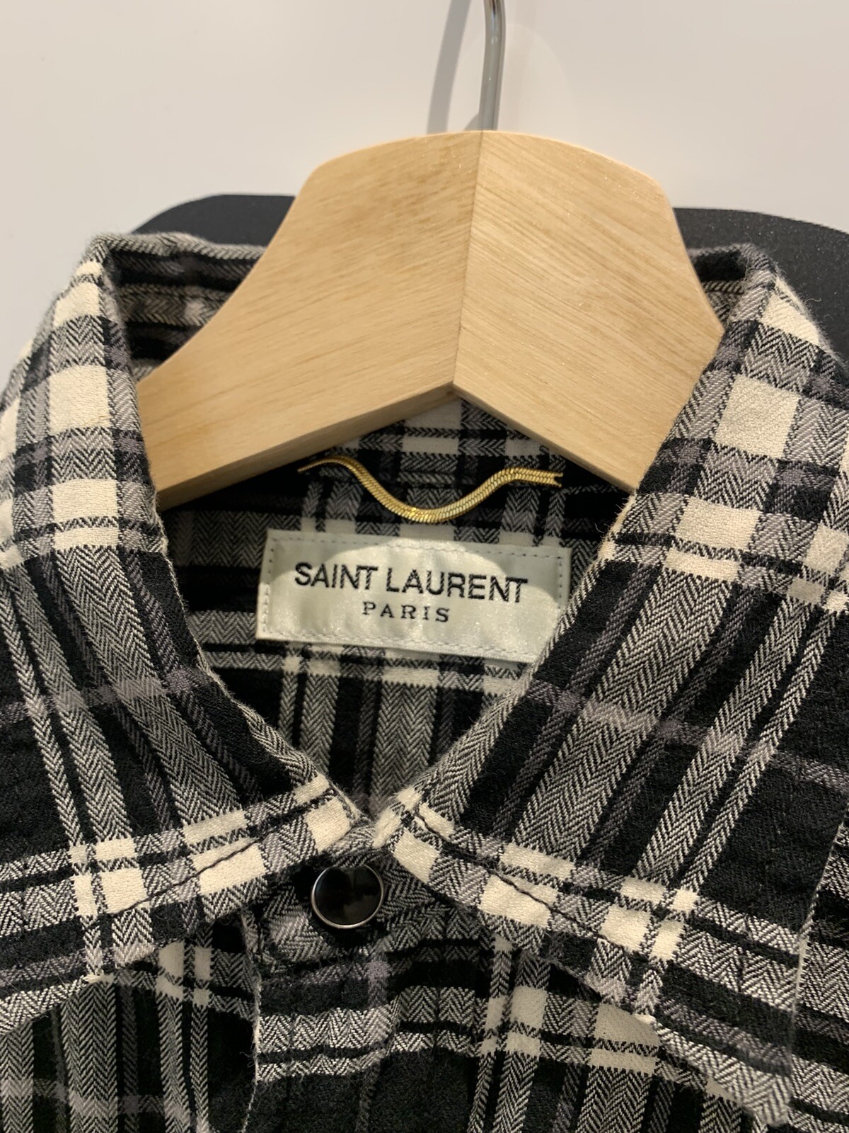 Camicia da donna western Saint Laurent nera a quadretti bianchi taglia small prezzo disponibile £390