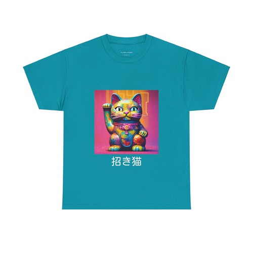 Japanese Lucky Cat Maneki-neko T Shirt Kawaii Neko Art Aesthetic Tee Flashlander - Picture 86 of 145