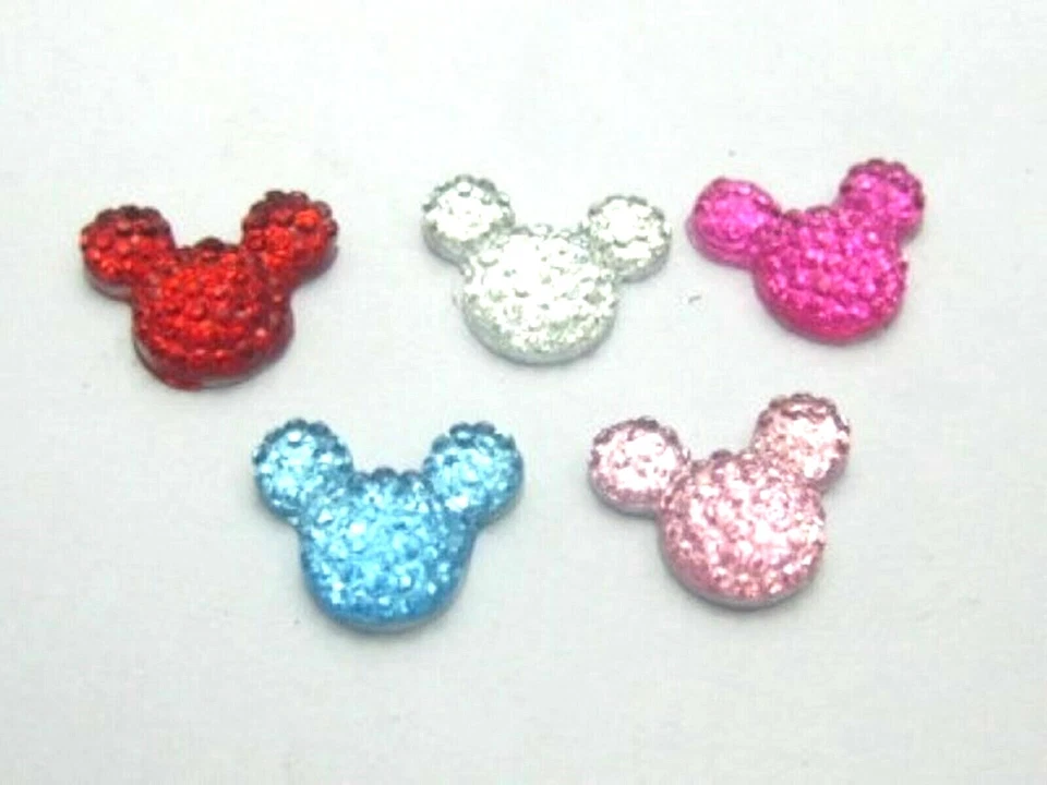 250 Flatback Resin Dotted Rhinestone Gems Mouse Head 14X12mm Craft Bow Center - Image 2 of 4