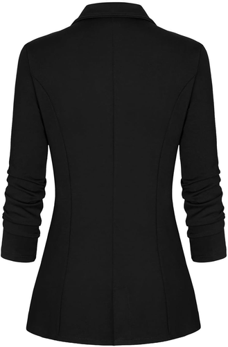 Women'S Long Sleeve Blazer Open Front Cardigan Jacket Work Office Blazer with Zi - Picture 2 of 6