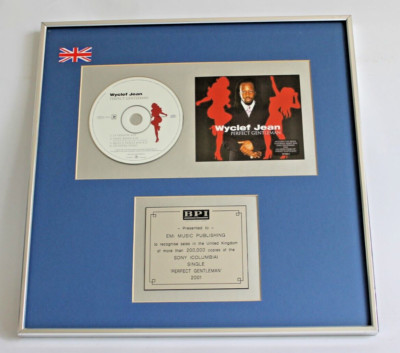 BPI SILVER DISC SINGLE AWARD - WYCLEF JOHN - 'PERFECT GENTLEMAN' -*NOW REDUCED*